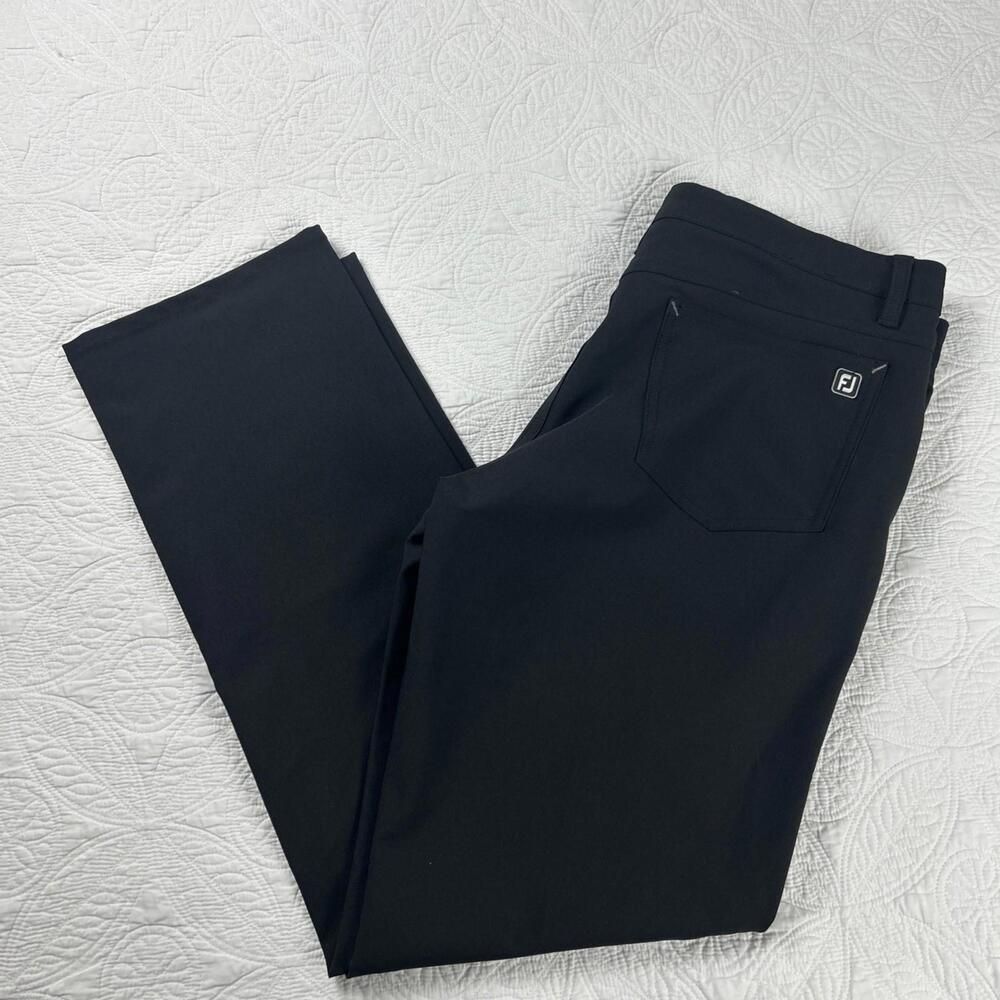 Footjoy Mens Athletic Fit 5 Pocket Golf Pants Black Stretch Size 34 X 32